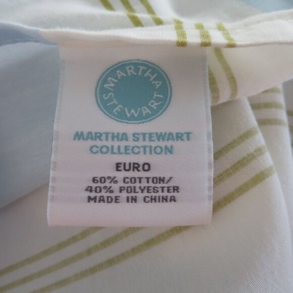 Martha Stewart Euro Pillow Shams 26"x26" Blue/White/Green Beach Porch Stripes - Picture 7 of 8